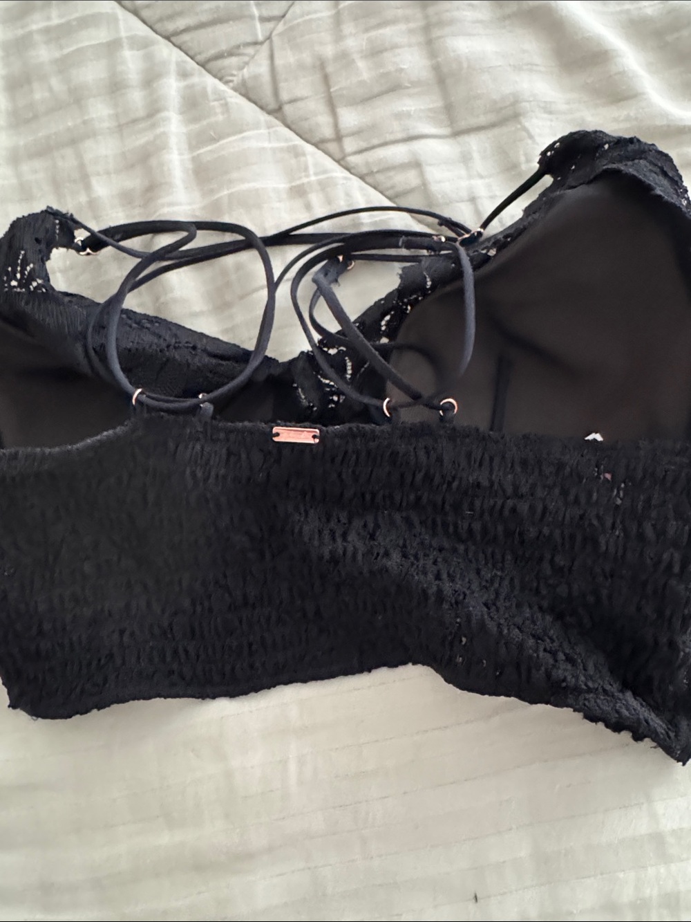Pink Victoria’s Secret Black Lace Bralette with Strappy Back - Picture 2 of 4